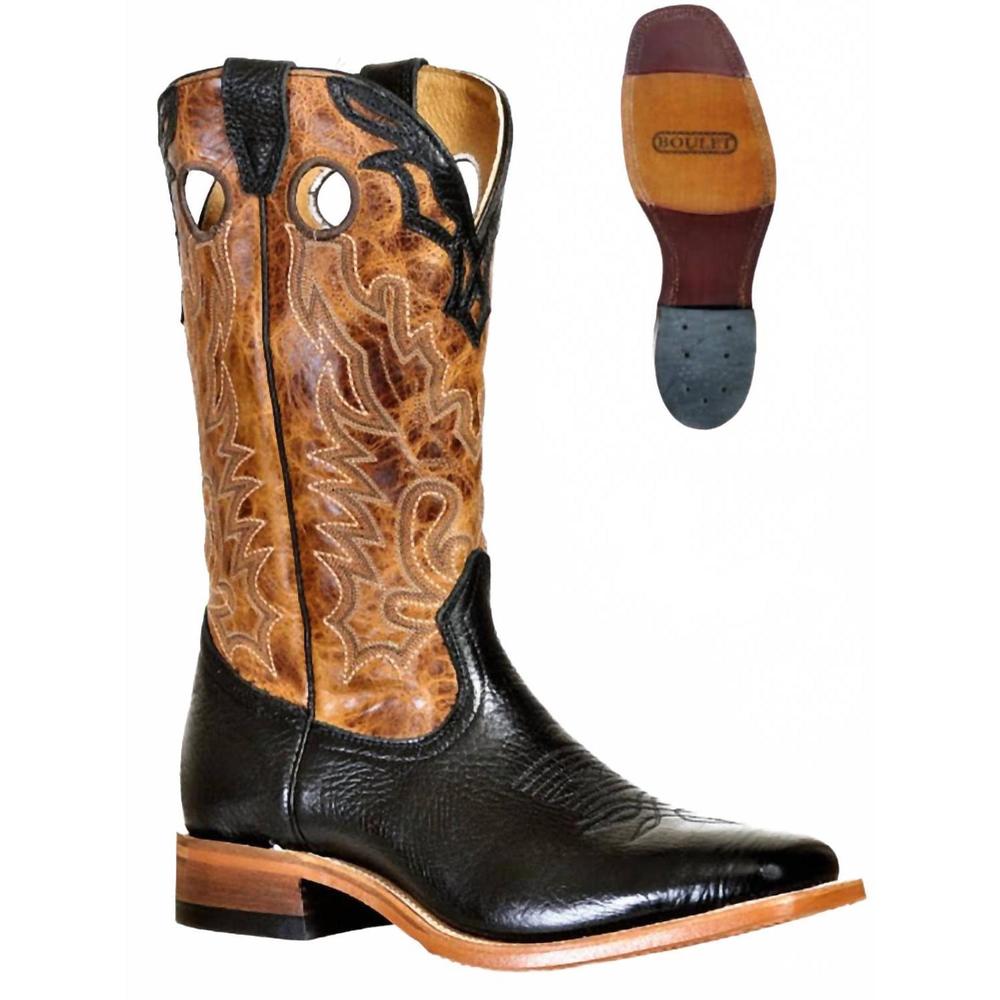 NEW BOULET BOOTS women's lone star hybred sole boot in black/cognac